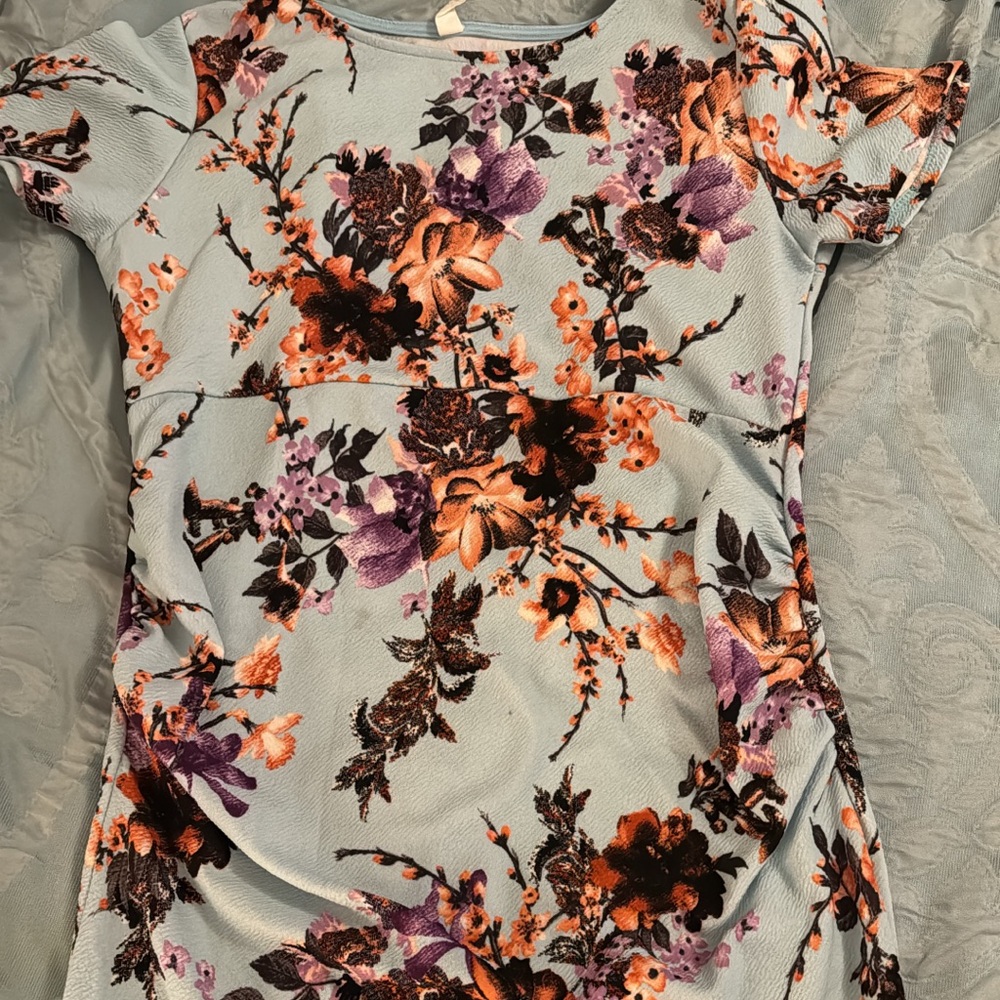 Blue floral maternity dress